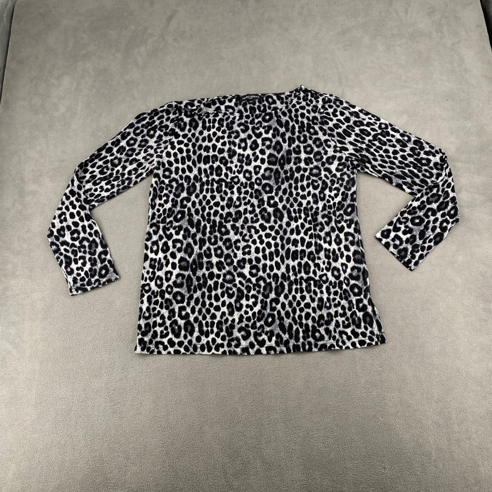 Mario‎ Serrani Italy Womens Gray Black Leopard Print Long Sleeve Top Size M